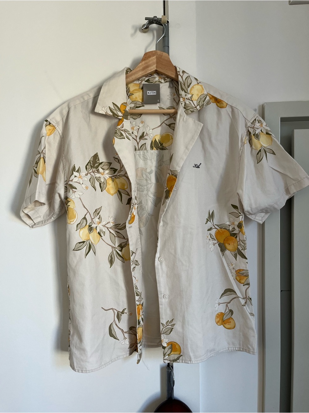 Kith Cream Short-Sleeve Button-Down with Yellow Lemon Print